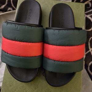 Gucci Green and Red Slide Sandals